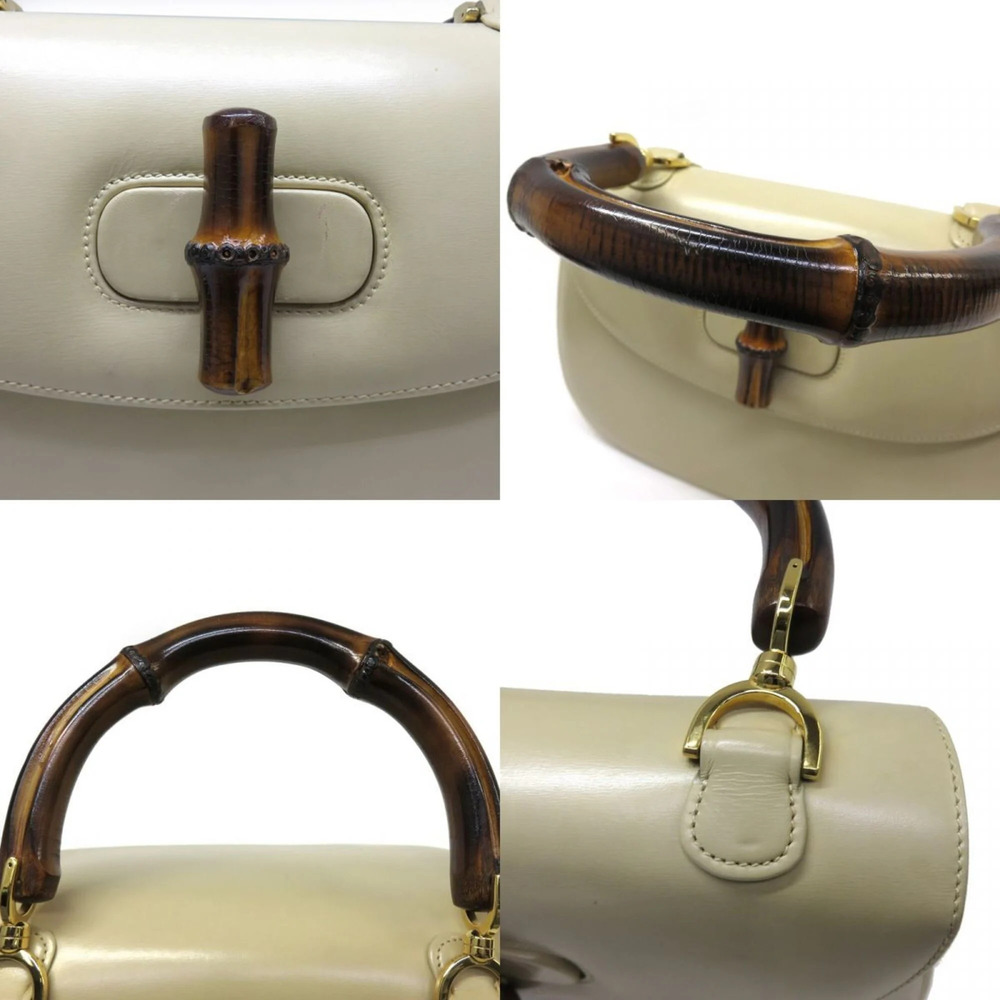 GUCCI Authentic Cream Leather Bamboo Bag - Picture 7 of 10